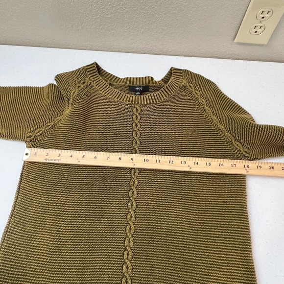 Very J Tunic Sweater Dress Size Small Olive Cable Knit‎ Crewneck Pullover Cotton - Picture 9 of 11